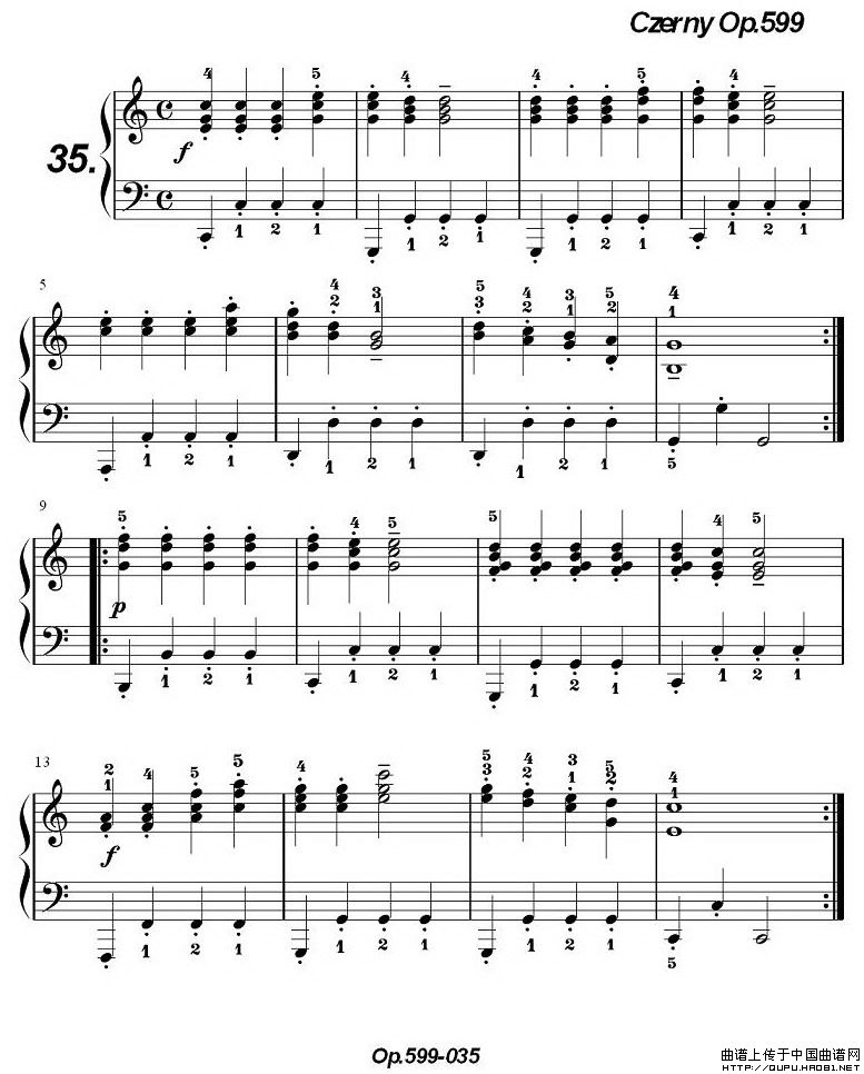 《车尔尼练习曲》op.599之031-040钢琴谱图片