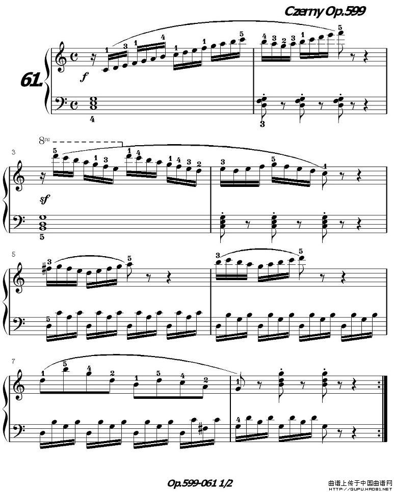 《车尔尼练习曲》op.599之061-070钢琴谱图片
