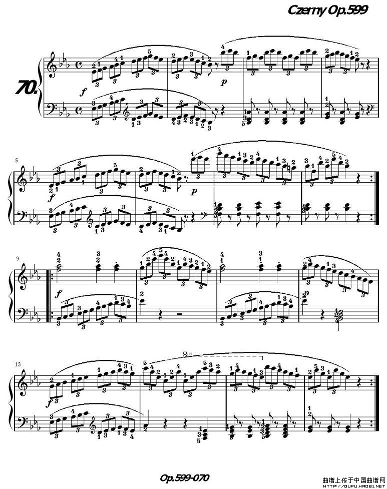 《车尔尼练习曲》op.599之061-070钢琴谱图片