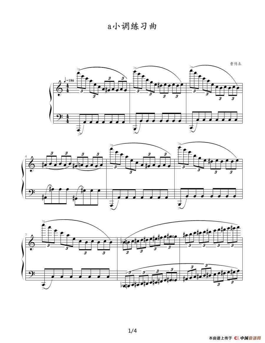a小调练习曲钢琴谱_器乐乐谱