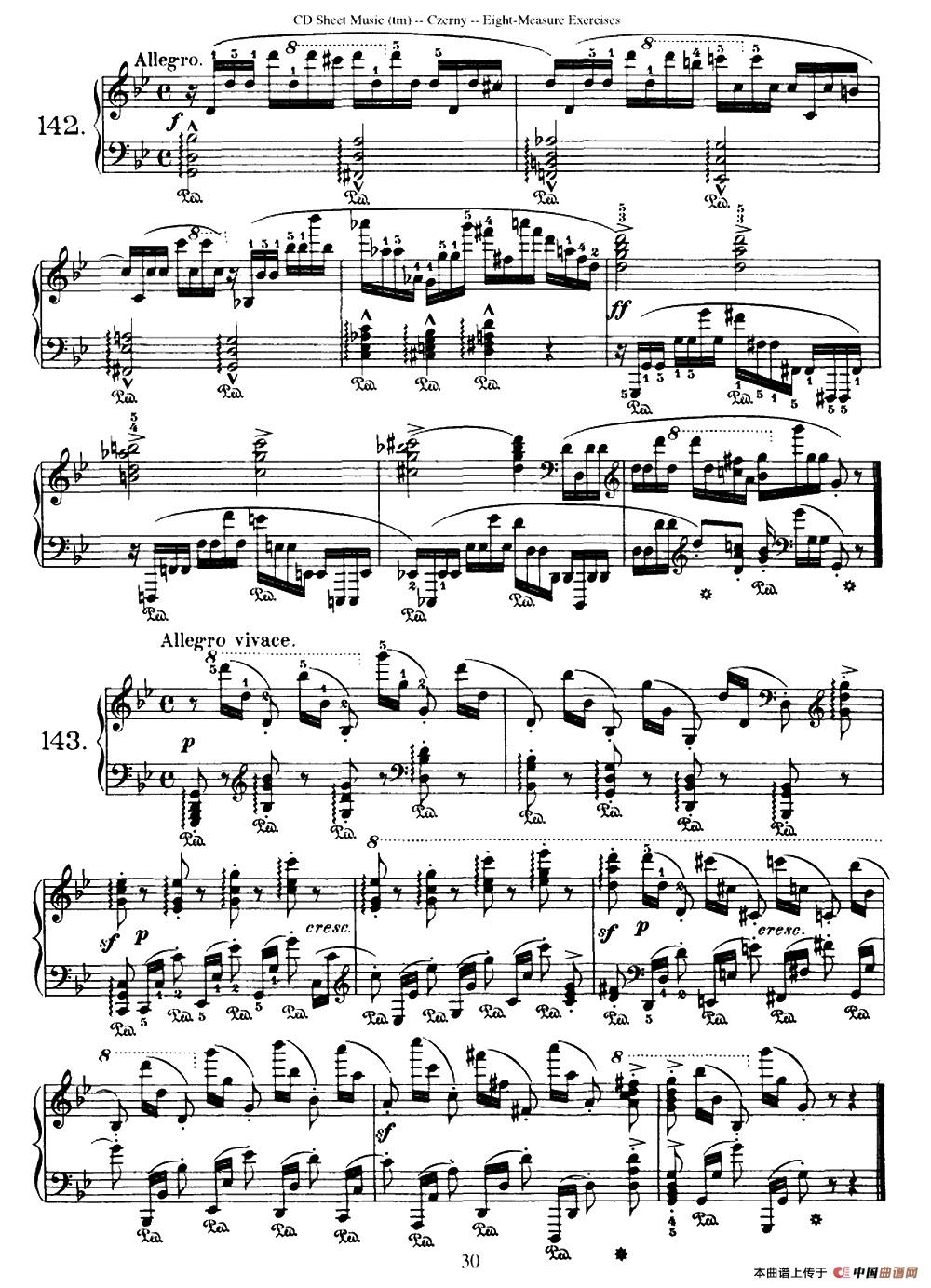曲谱 160 Eight Measure Exercises.Op.821 车尔尼160首钢琴八小节练