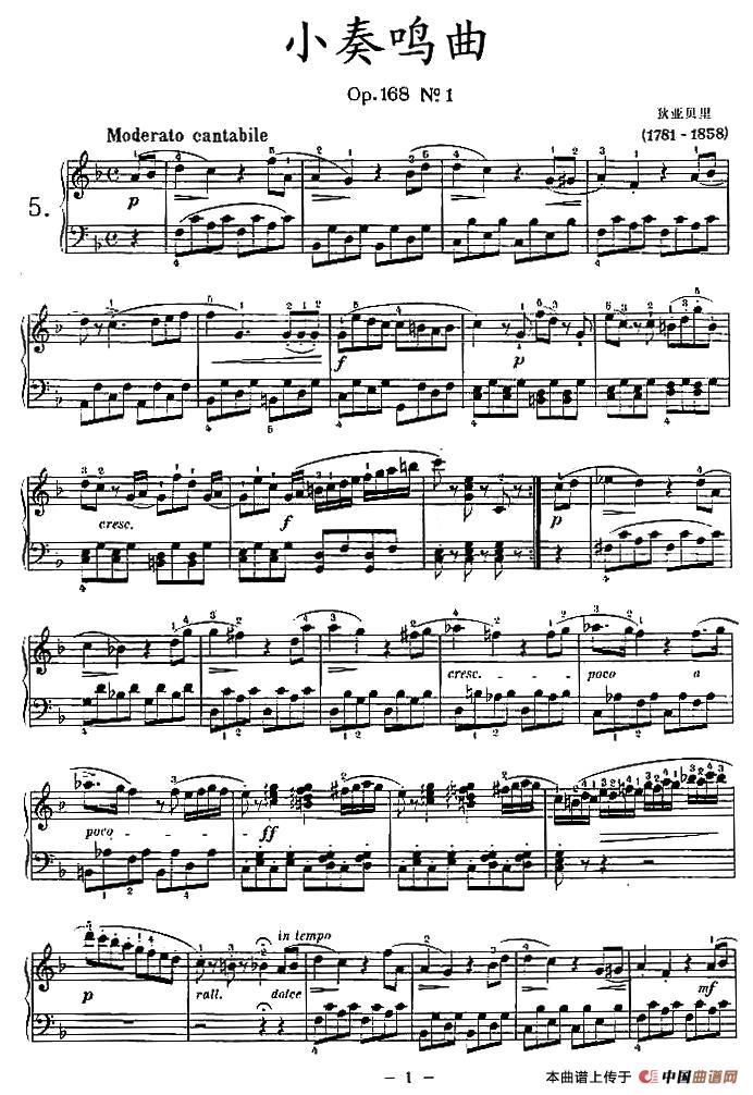小奏鸣曲钢琴谱(op.168 no.1)_器乐乐谱_中国曲谱网图片