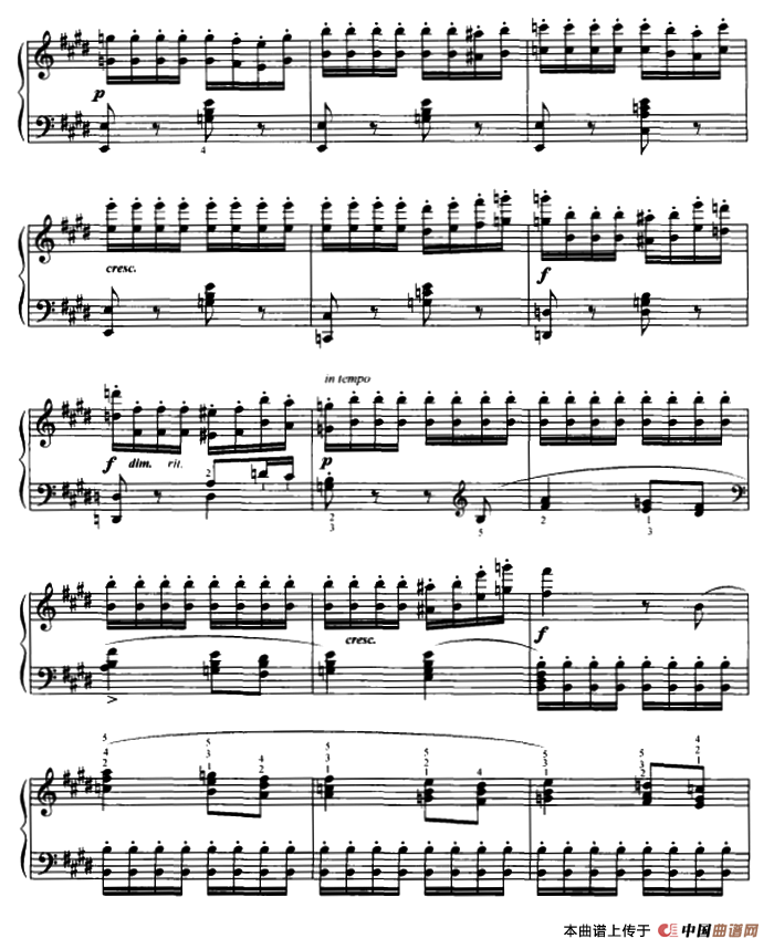 布格缪勒八度练习曲钢琴谱 Op.105 No.9 器乐乐谱 中国曲谱网