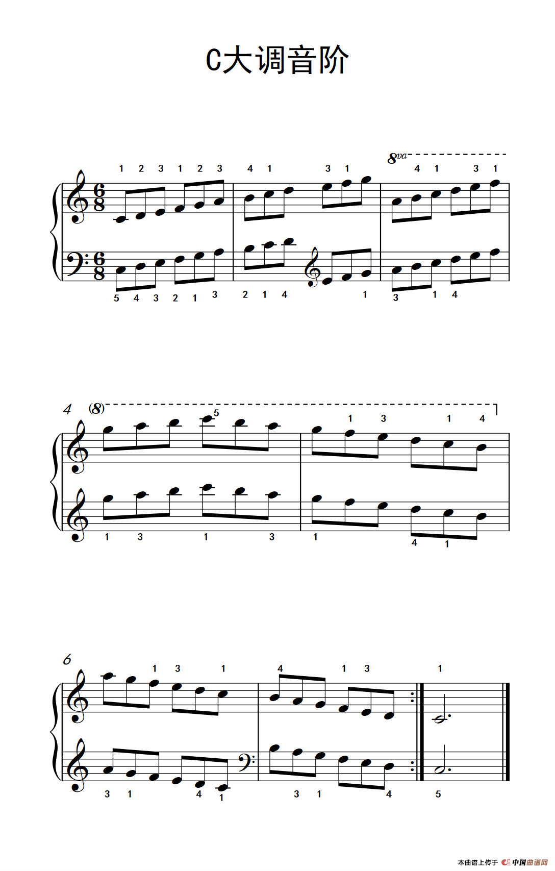 第三级1.C大调音阶钢琴谱（中央音乐学院钢琴（业余）考级教程1-3级）_ 