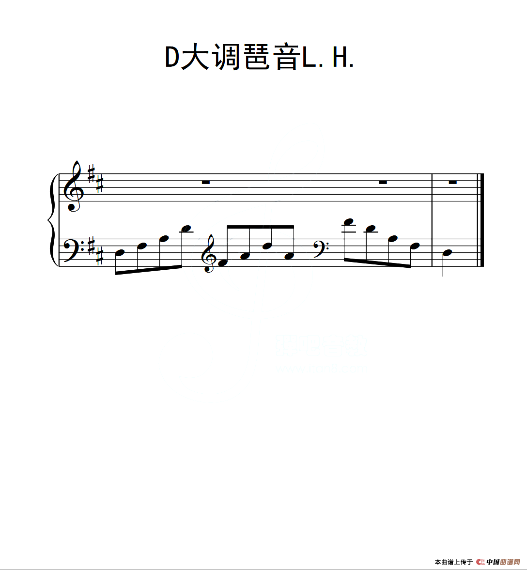 第二级 d大调琶音l h(中国音乐学院钢琴考级作品1~6级)图片