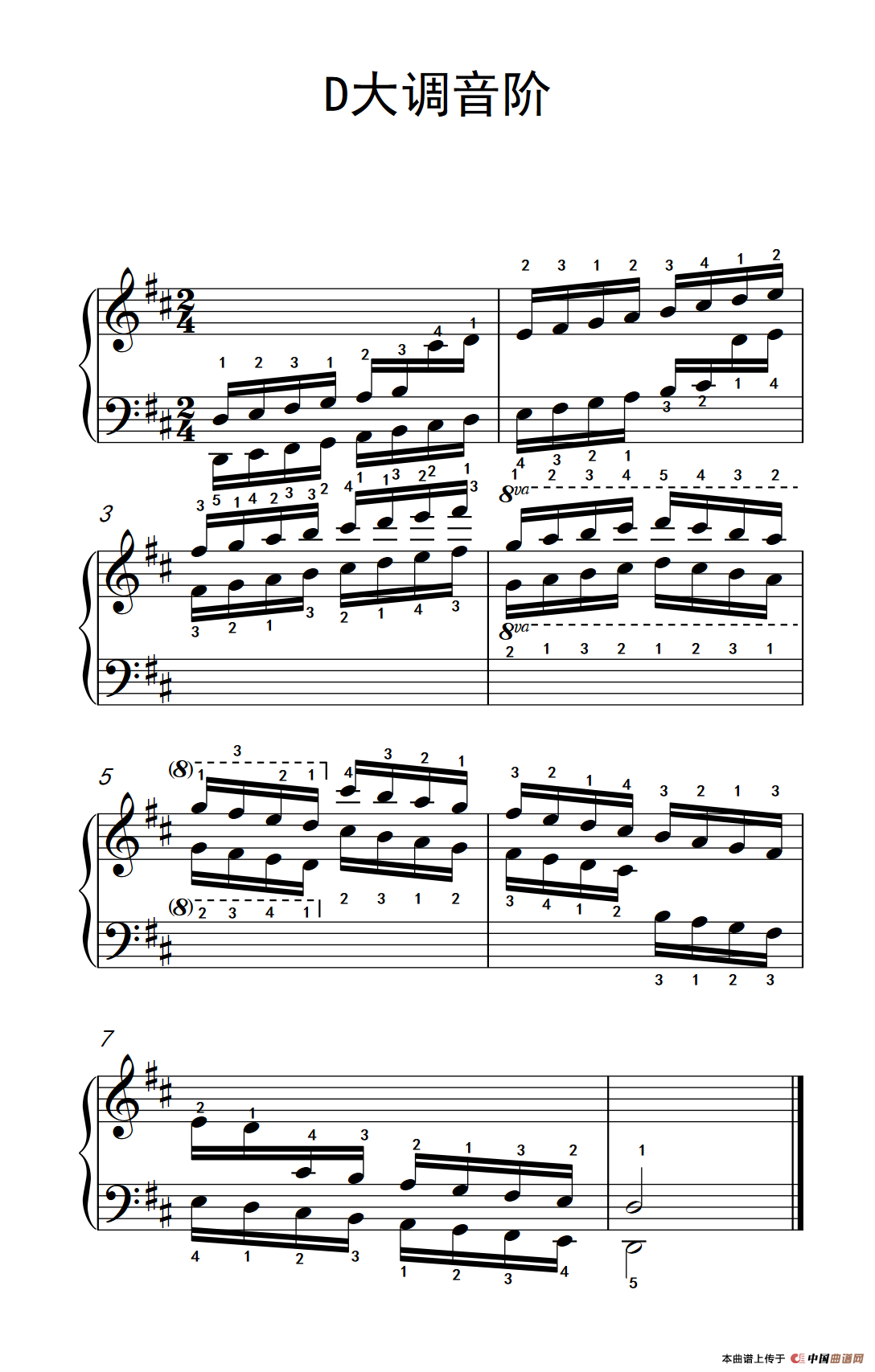d大调音阶(中央音乐学院 钢琴(业余)考级教程 7-9级)图片