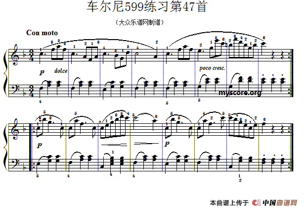 车尔尼599第47首曲谱及练习指导钢琴谱_器乐乐谱_中国图片