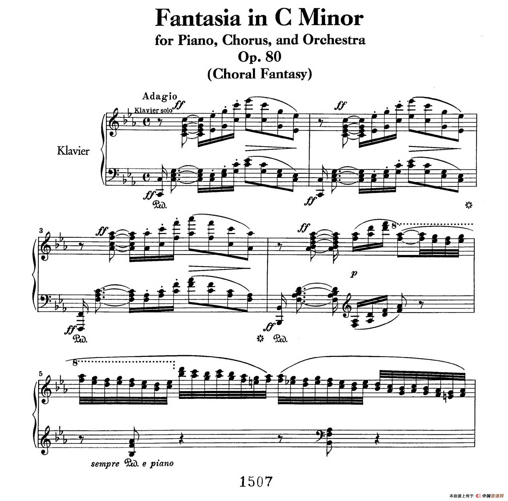 choral fantasia in c minor op.80钢琴谱(c小调合唱)
