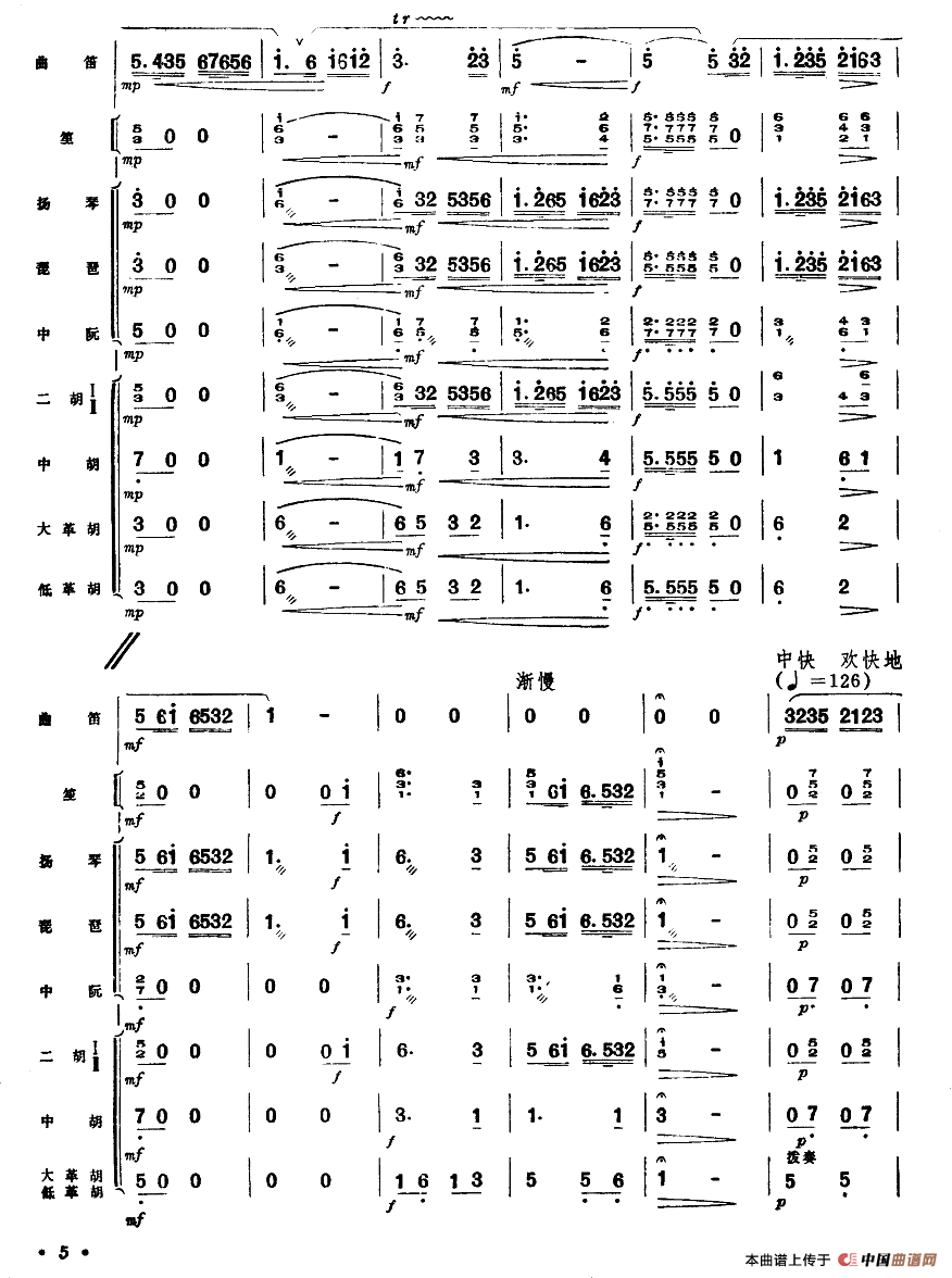 歌在飞曲谱笛子_笛子曲谱