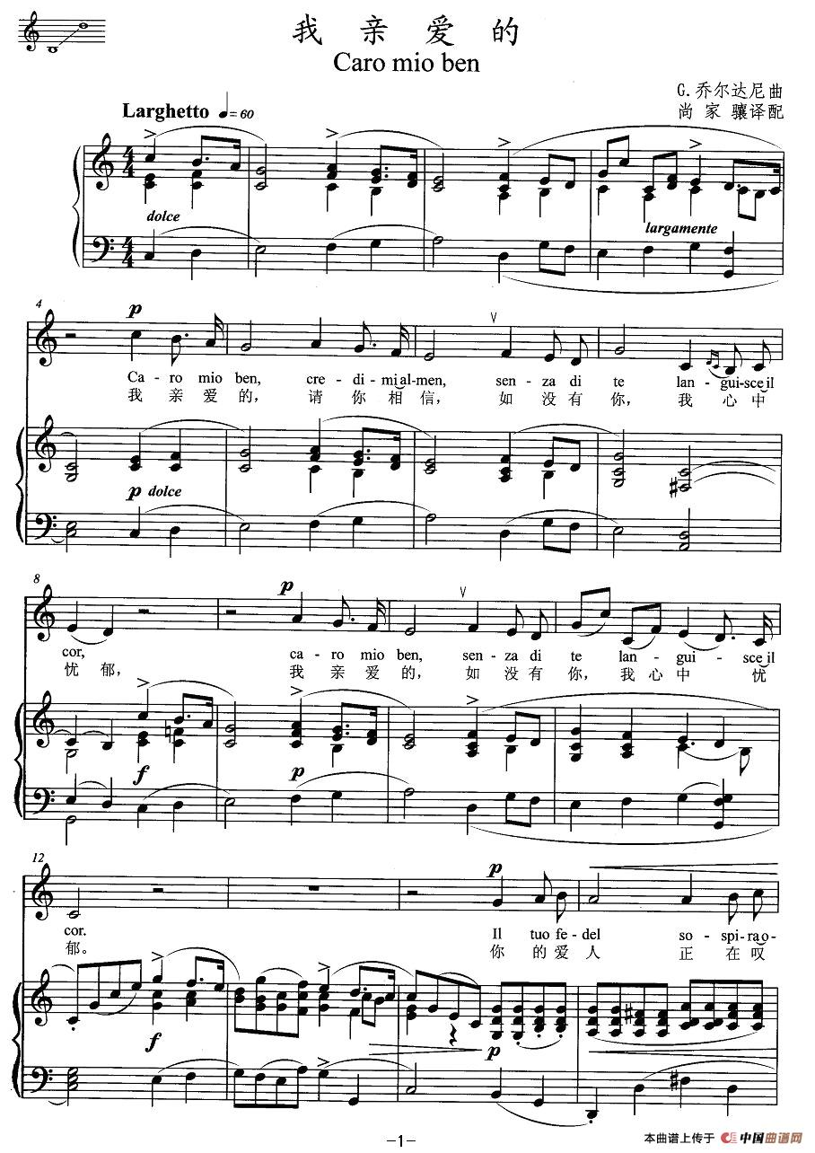 [意] 我亲爱的(中外文对照,正谱)