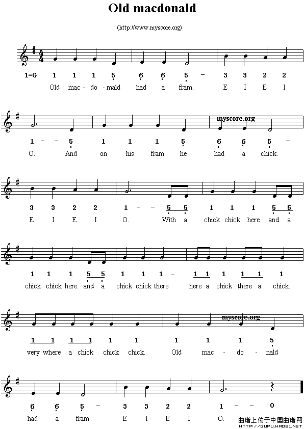 Old macdonald(线简谱混排版、英文儿歌)(1)_原文件名:Old macdonald1.gif