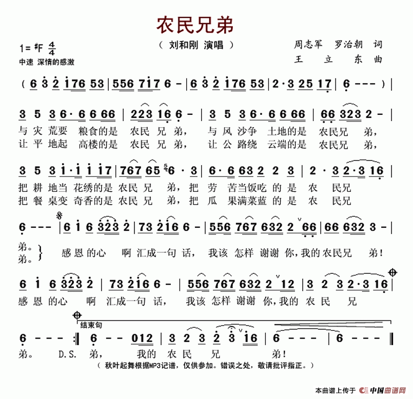 农民兄弟(周志军 罗治朝词 王立东曲)(1)_原文件名:农民兄弟(刘和刚)..gif