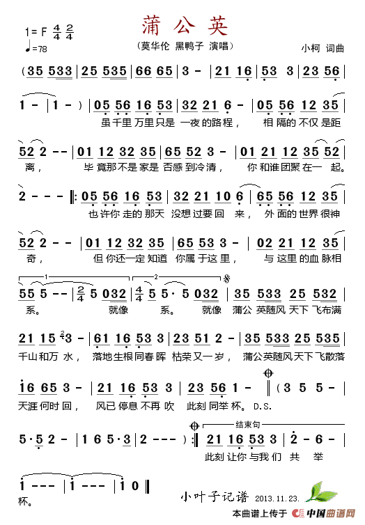 蒲公英(小柯 词曲)(1)_原文件名:蒲公英.gif