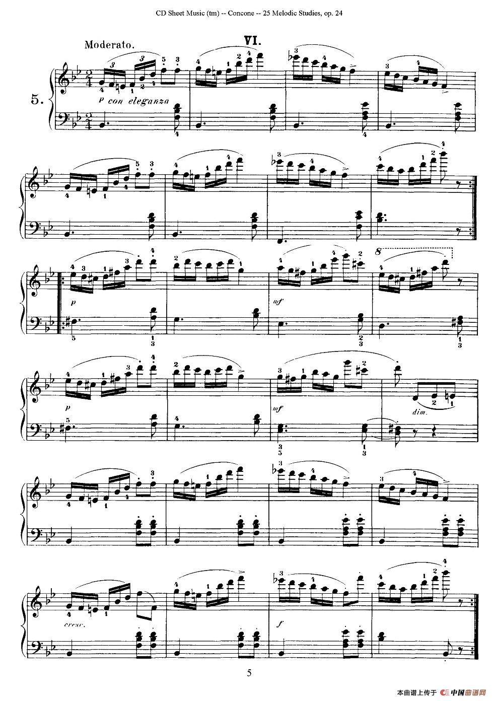 Concone - 25 Melodic Studies easy and progressive（1—5）