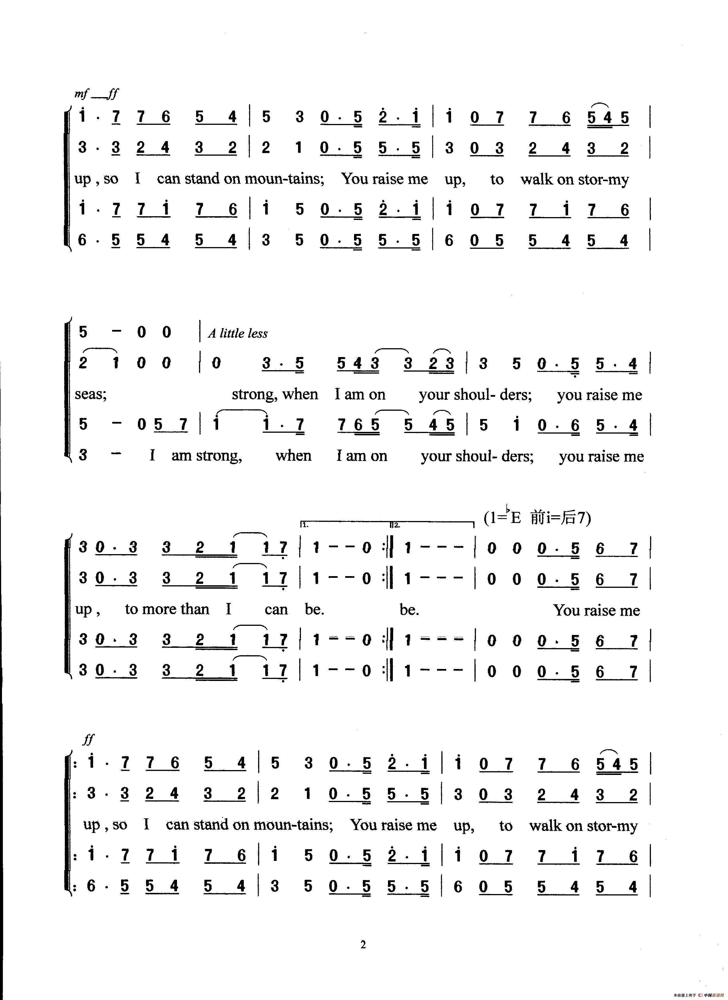 you raise me up (混声合唱 英语)_洞箫横吹个人制谱园地_中国曲谱网