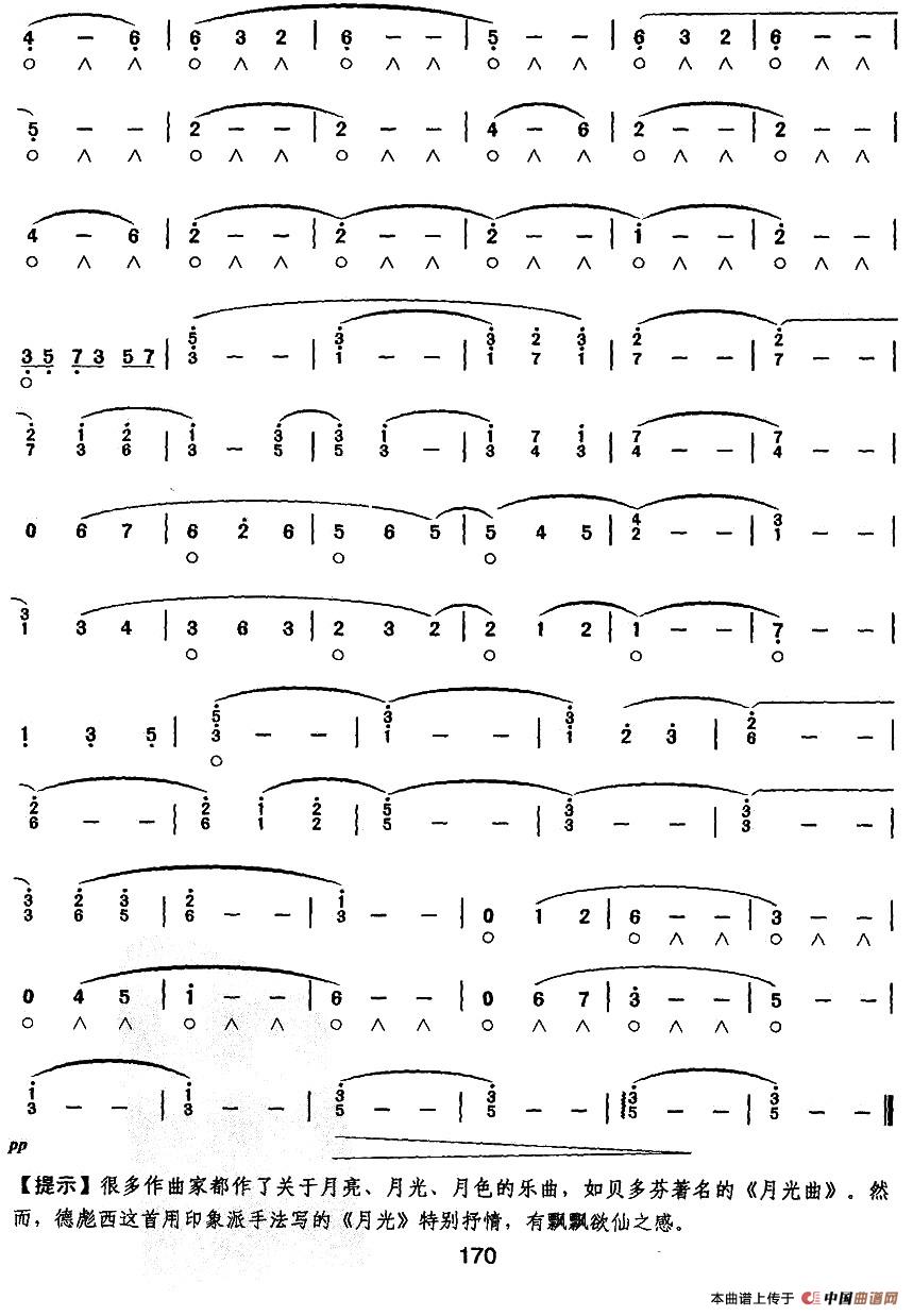 月光曲钢琴曲谱数字图片