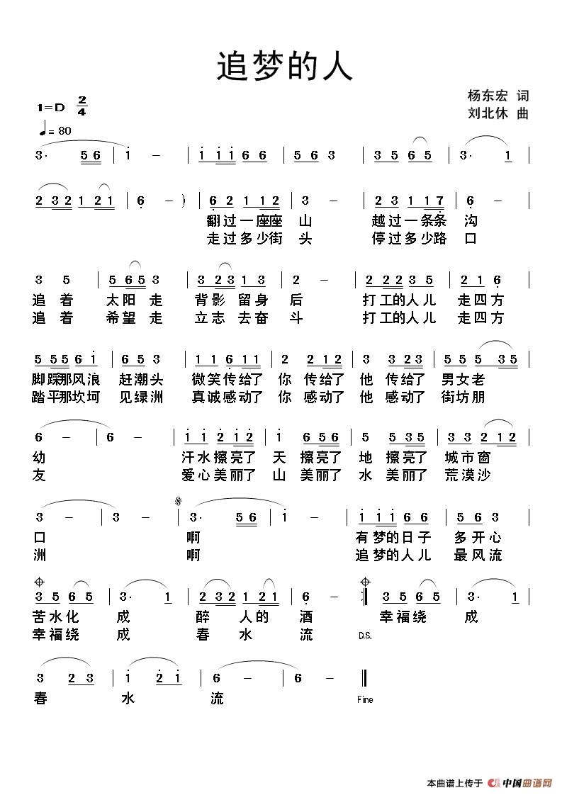 追梦的人(杨东宏词 刘北休曲)(1)_原文件名:追梦的人.jpg