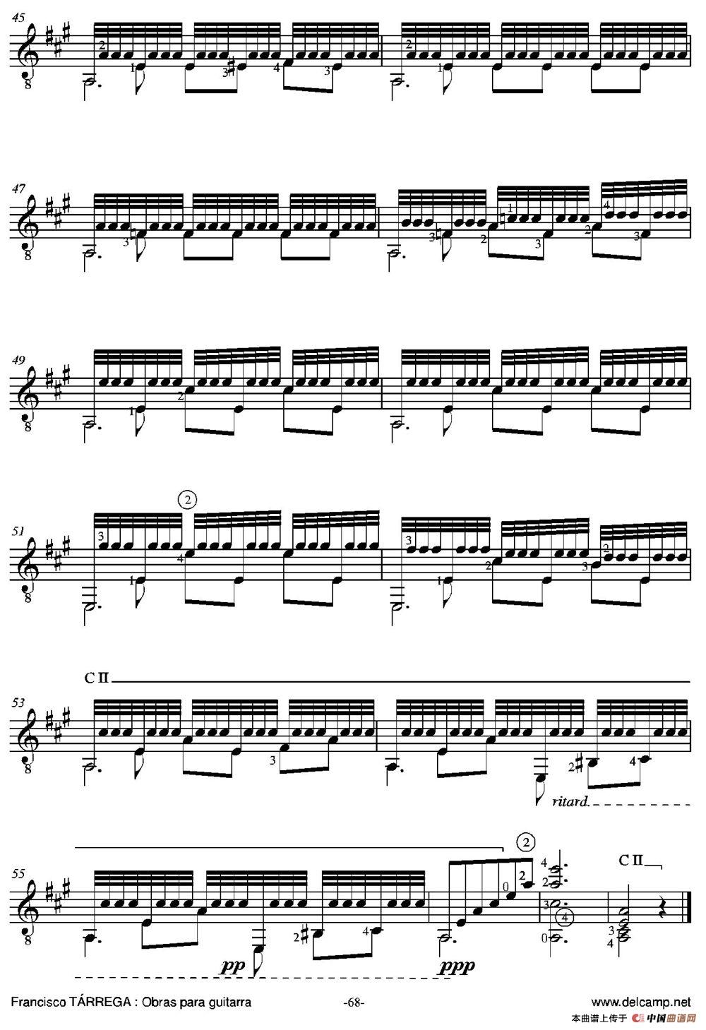 RECUERDOS DE LA ALHAMBRA(Hommage a I'eminent artiste Alfed Cottin)(古典吉他)(1)_原文件名:070-.jpg