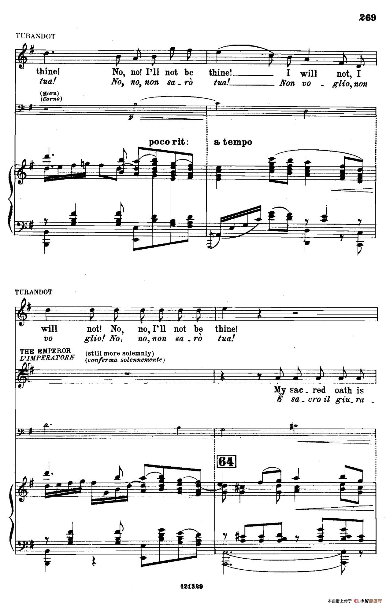 《图兰朵公主》三幕五场歌剧(英意双语)全谱(钢琴伴奏谱 P264——282)(1)_原文件名:278.jpg