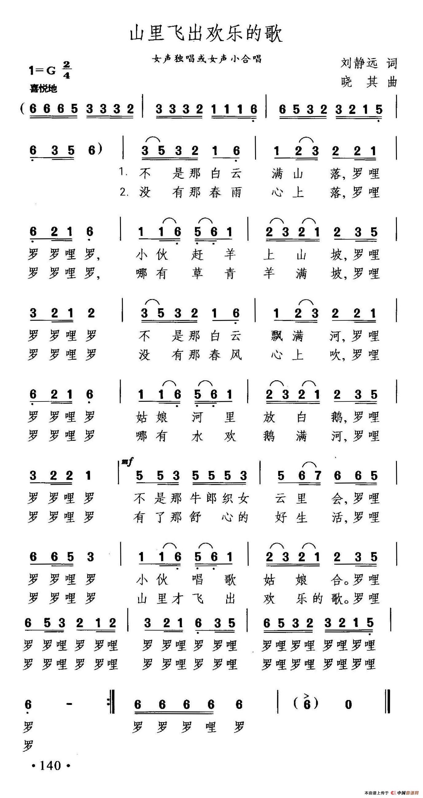 山里飞出欢乐的歌(1)_原文件名:晓其歌曲选集-83山里飞出欢乐的歌.jpg