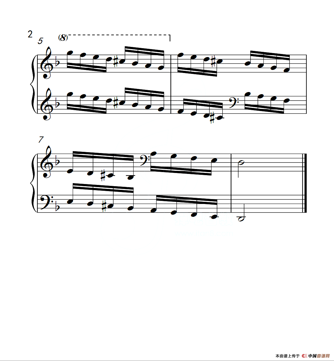 第四级 d小调音阶(中国音乐学院钢琴考级作品1~6级)