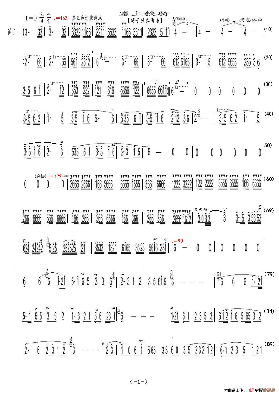 塞上铁骑（笛子独奏曲谱）