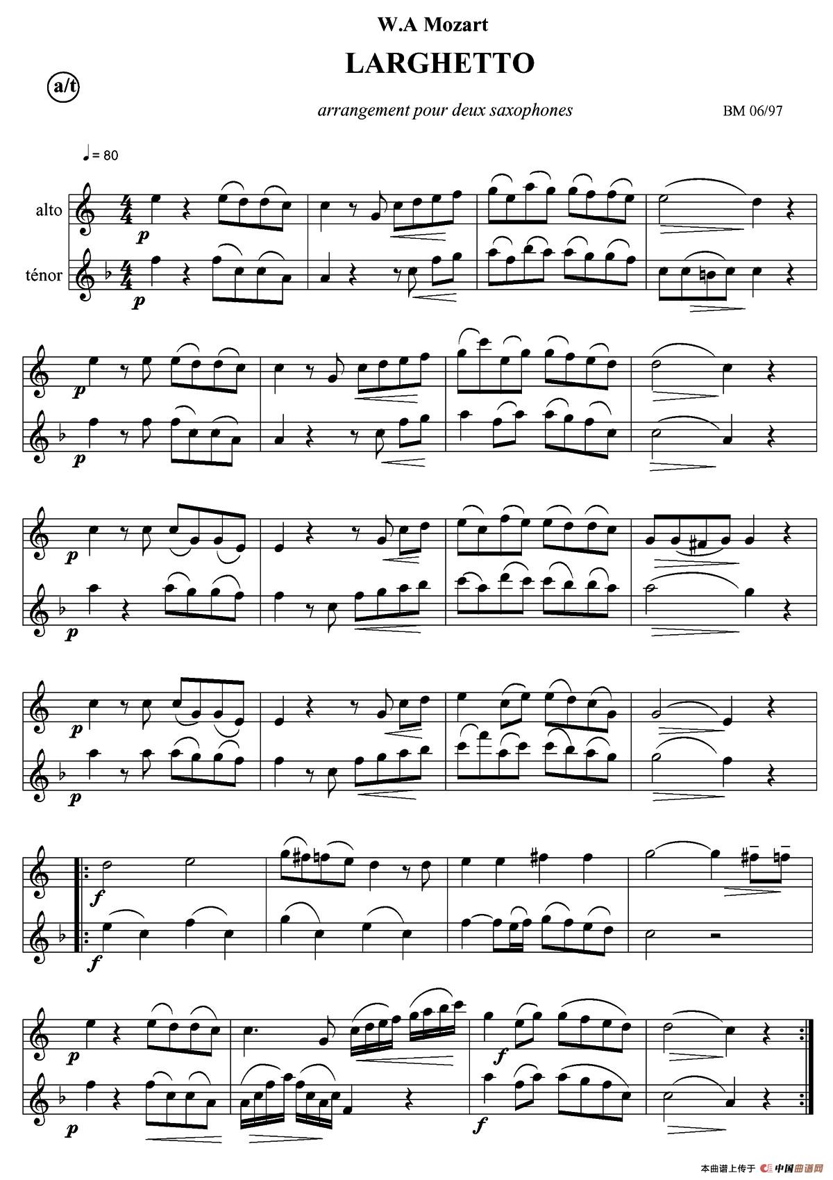 larghetto(稍缓慢曲)bm 06/97(二重奏)