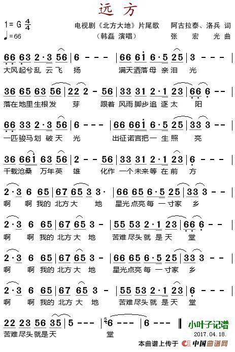 远方(电视剧《北方大地》片尾歌)(1)_原文件名:远方(电视剧《北方大地》片尾歌) 阿古拉泰、洛兵词 张宏光曲 韩磊演唱.jpg
