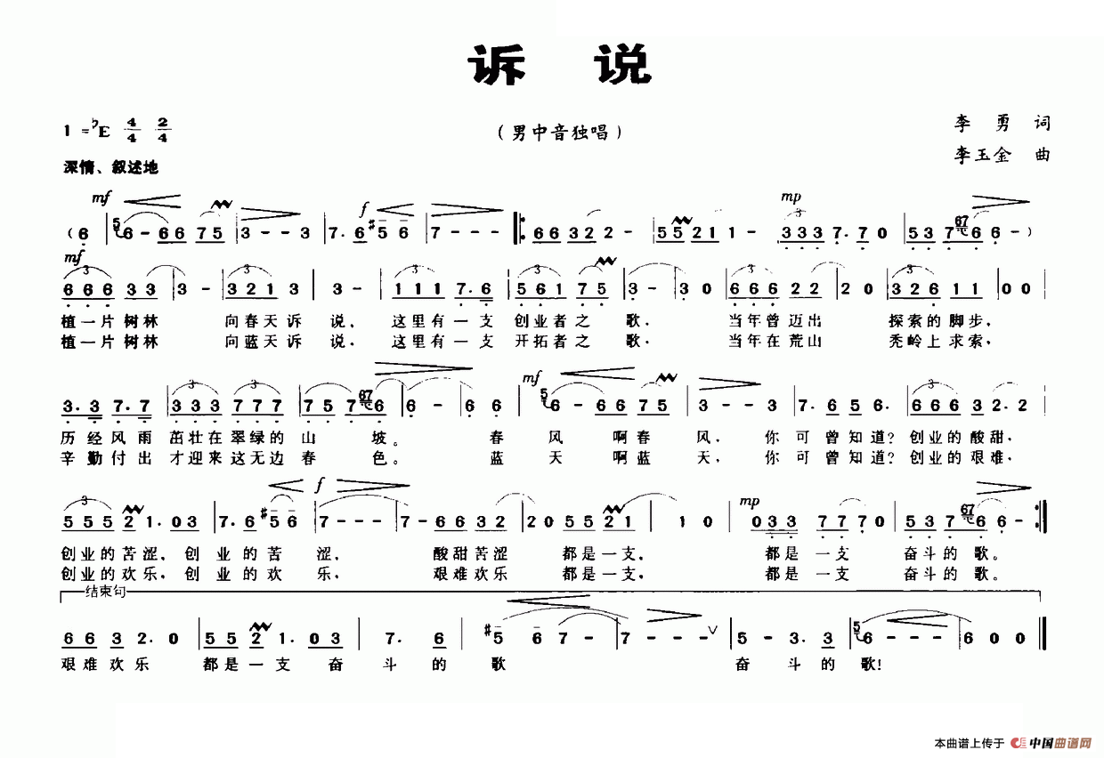 诉说(李勇词 李玉金曲)(1)_原文件名:诉说.png
