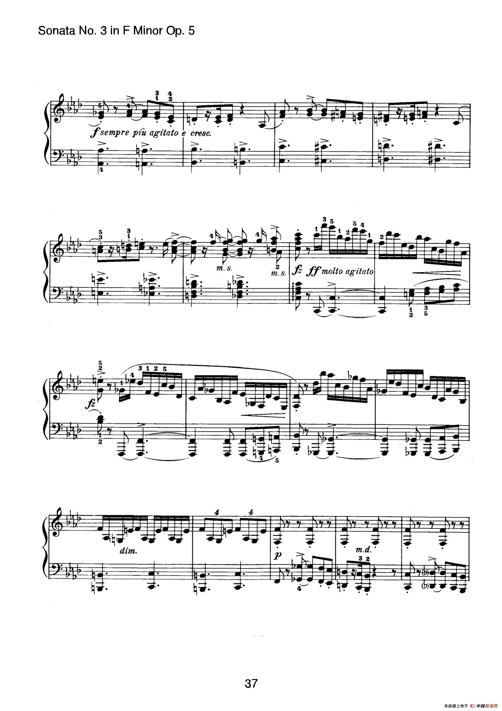 Piano Sonata No.3 in f Minor Op.5（f小调第三钢琴奏鸣曲）(1)_原文件名：037.jpg