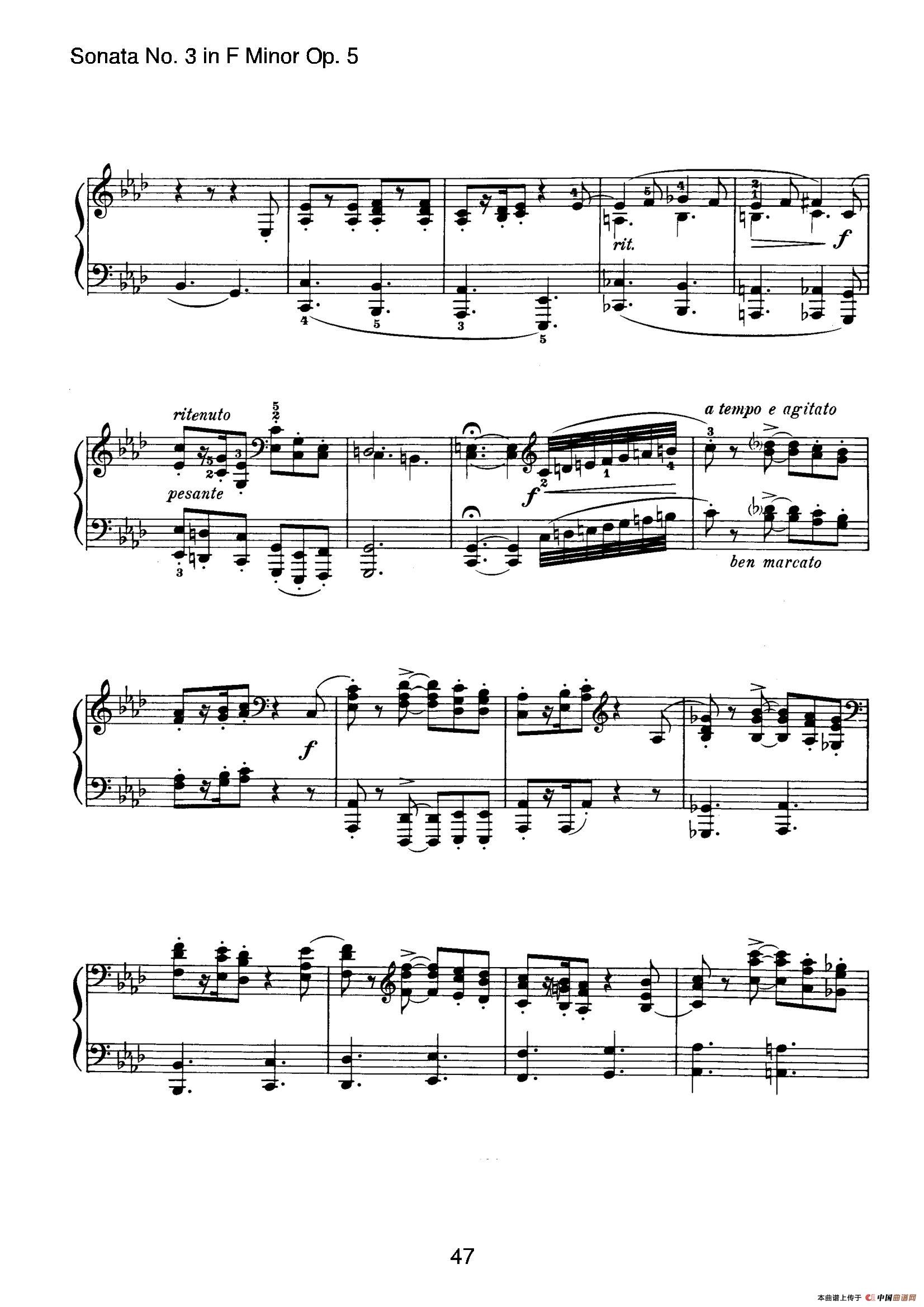 Piano Sonata No.3 in f Minor Op.5（f小调第三钢琴奏鸣曲）(1)_原文件名：047.jpg