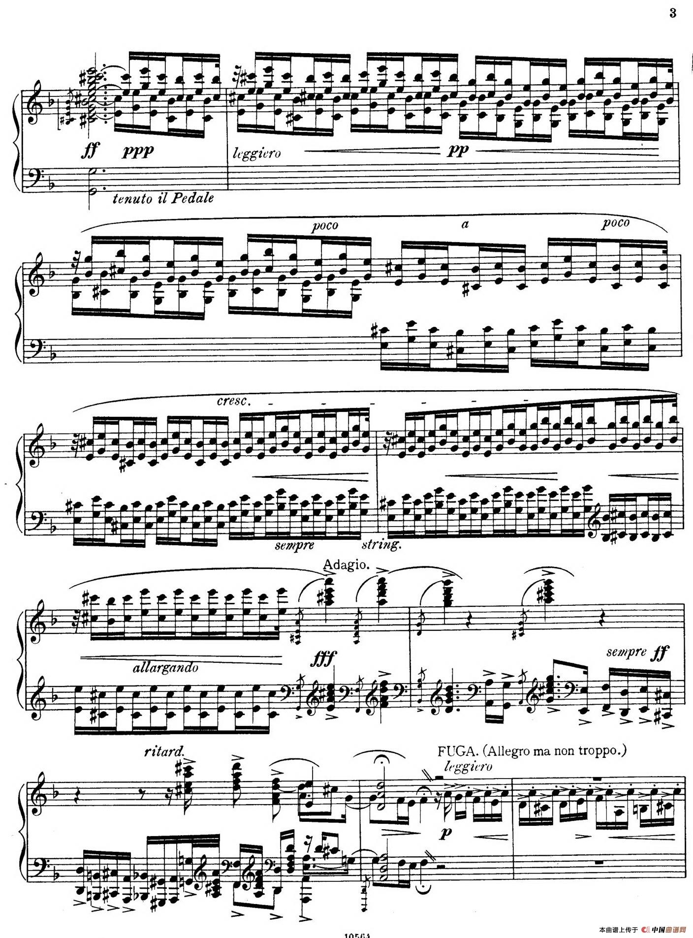 第八级1.d小调赋格曲钢琴谱（中央音乐学院 钢琴（业余）考级教程 7-9级）_器乐乐谱_中国曲谱网