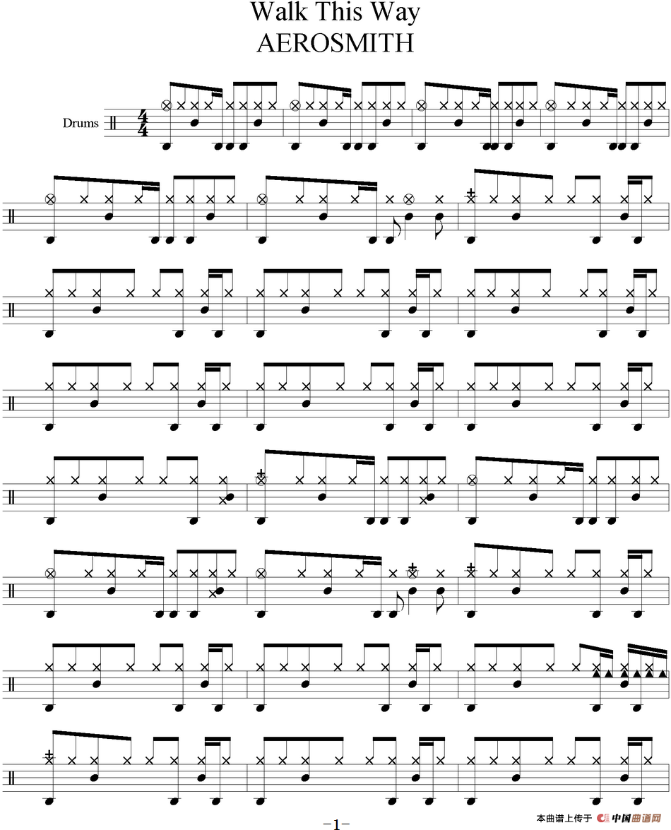 爵士鼓谱:Aerosmith - Walk this way(1)_原文件名:爵士鼓谱:Aerosmith - Walk this way版本2.png
