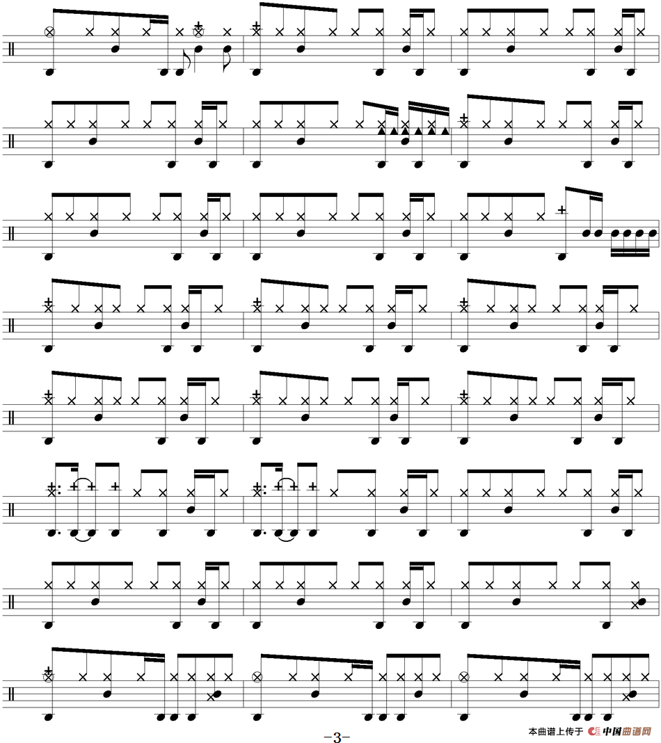 爵士鼓谱:Aerosmith - Walk this way(1)_原文件名:爵士鼓谱:Aerosmith - Walk this way版本2-3.png