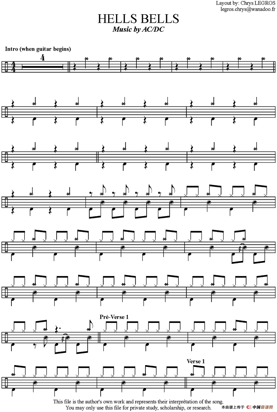 爵士鼓谱:AcDc - Hells bells(1)_原文件名:爵士鼓谱:AcDc - Hells bells.png