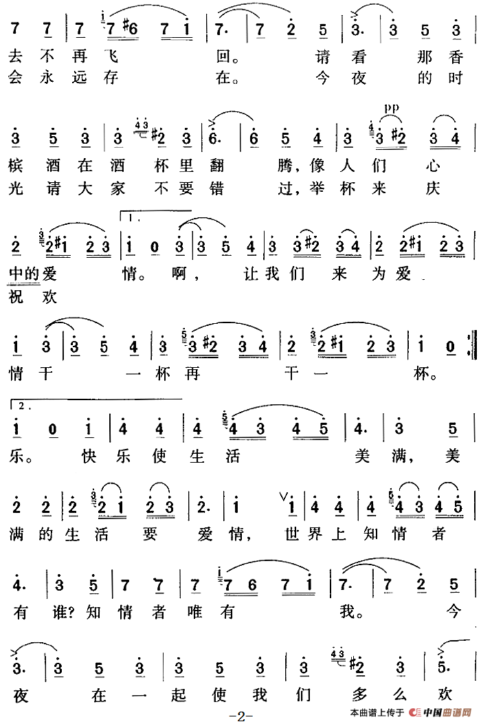 饮酒歌简谱(苗林,刘诗嵘译配版)_外国曲谱_中国曲谱网图片