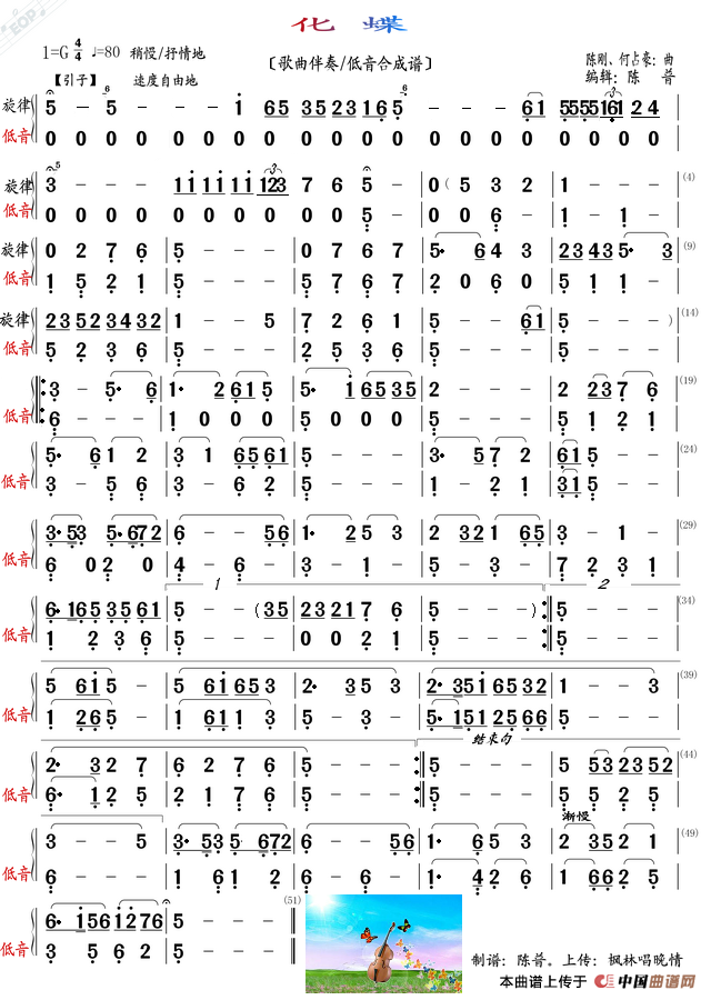 化蝶（歌曲，低音合成谱）
