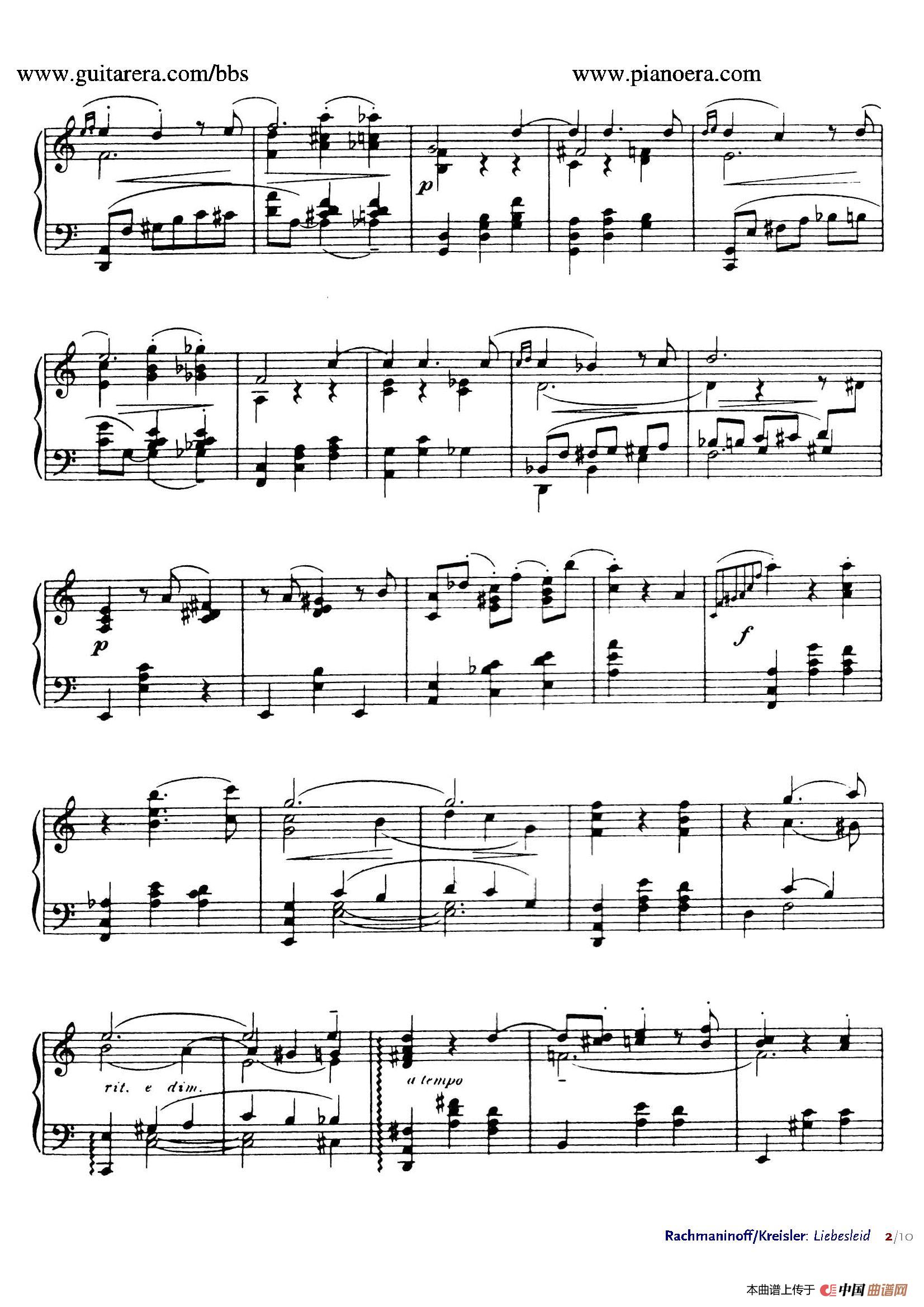 liebesleid(爱的忧伤)钢琴谱(钢琴独奏版)_器乐乐谱_中国曲谱网