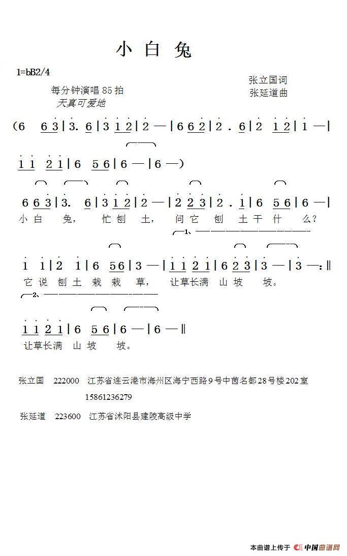 小白兔（张立国词张延道曲）