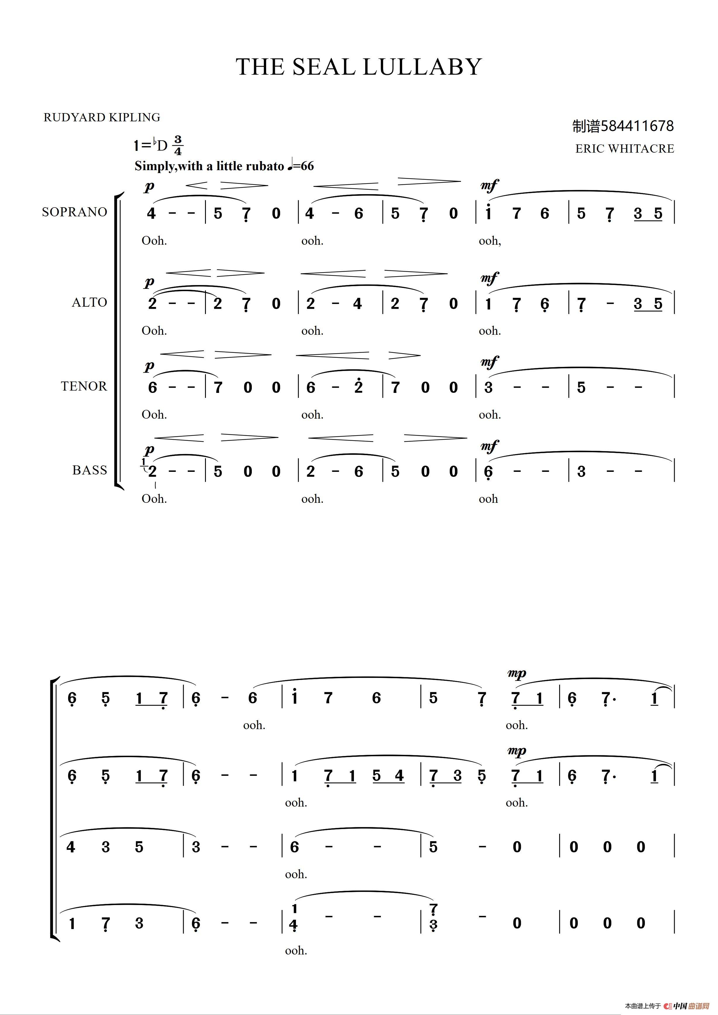 The Seal Lullaby合唱简谱(1)_原文件名:The Seal Lullaby【简谱【四部混声合唱【原调降D】8页-sj_jp_0001.jpg