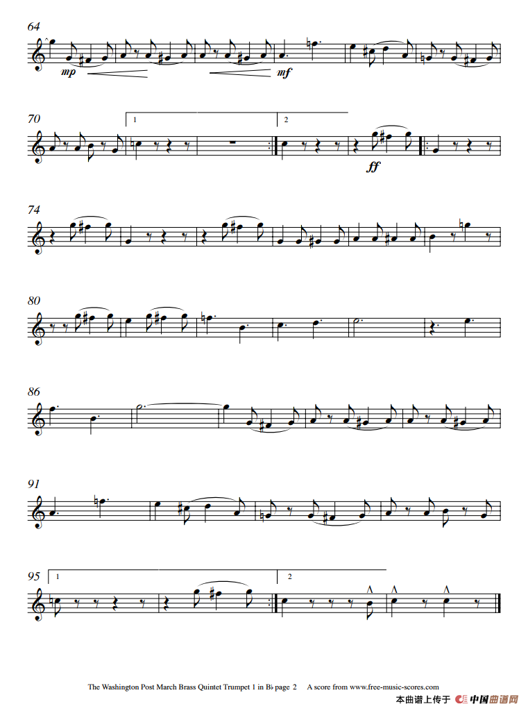 苏萨-华盛顿邮报(铜管五重奏)(1)_原文件名:华盛顿邮报-小号I-2.png