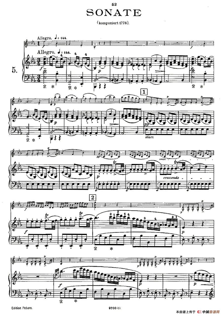 Mozart - Violin Sonata No.5, KV. 302(第五小提琴奏鸣曲)(1)_原文件名:KV. 302-001.jpg