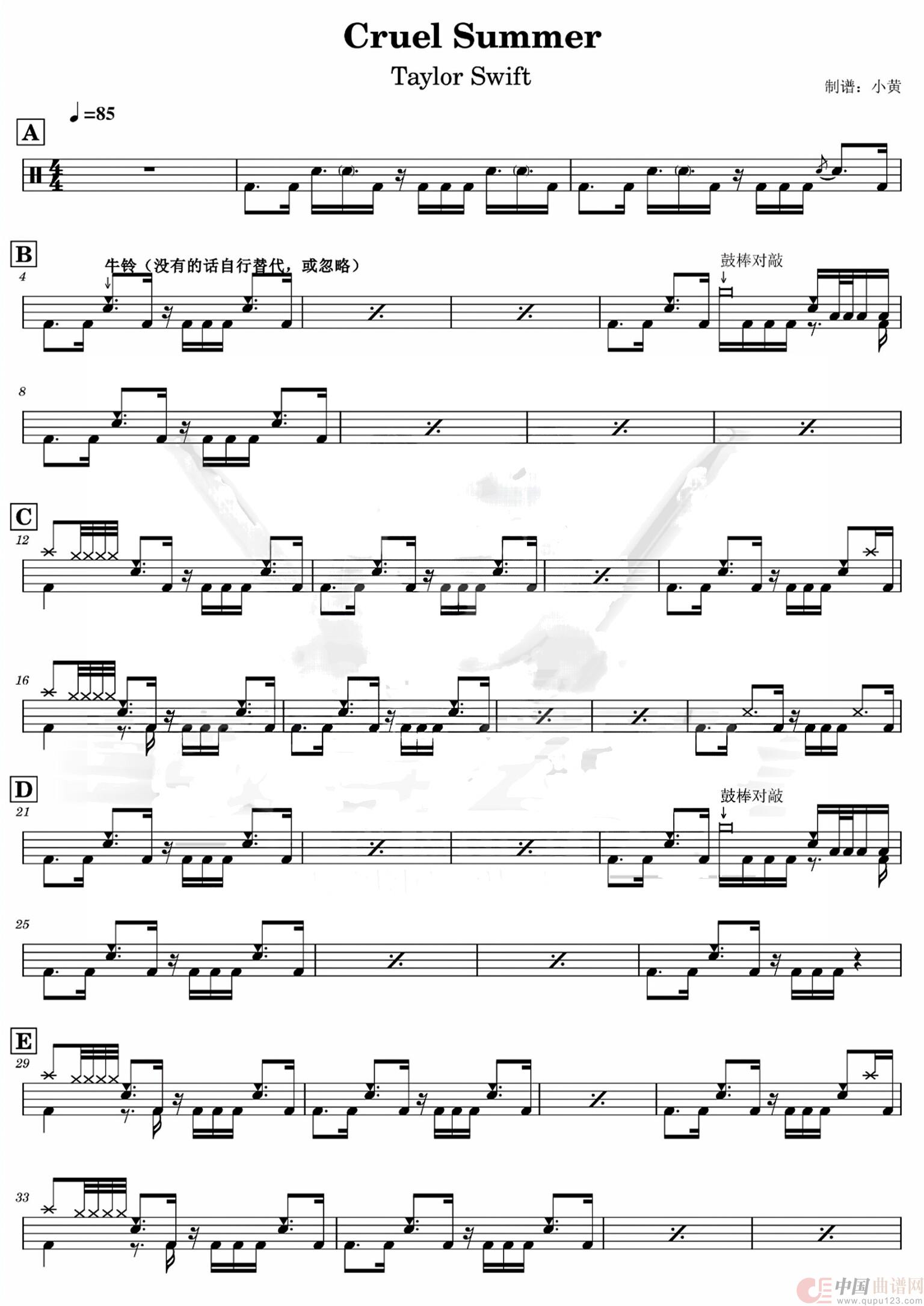 Cruel Summer(架子鼓谱)(1)_原文件名:Cruel Summer1.jpg