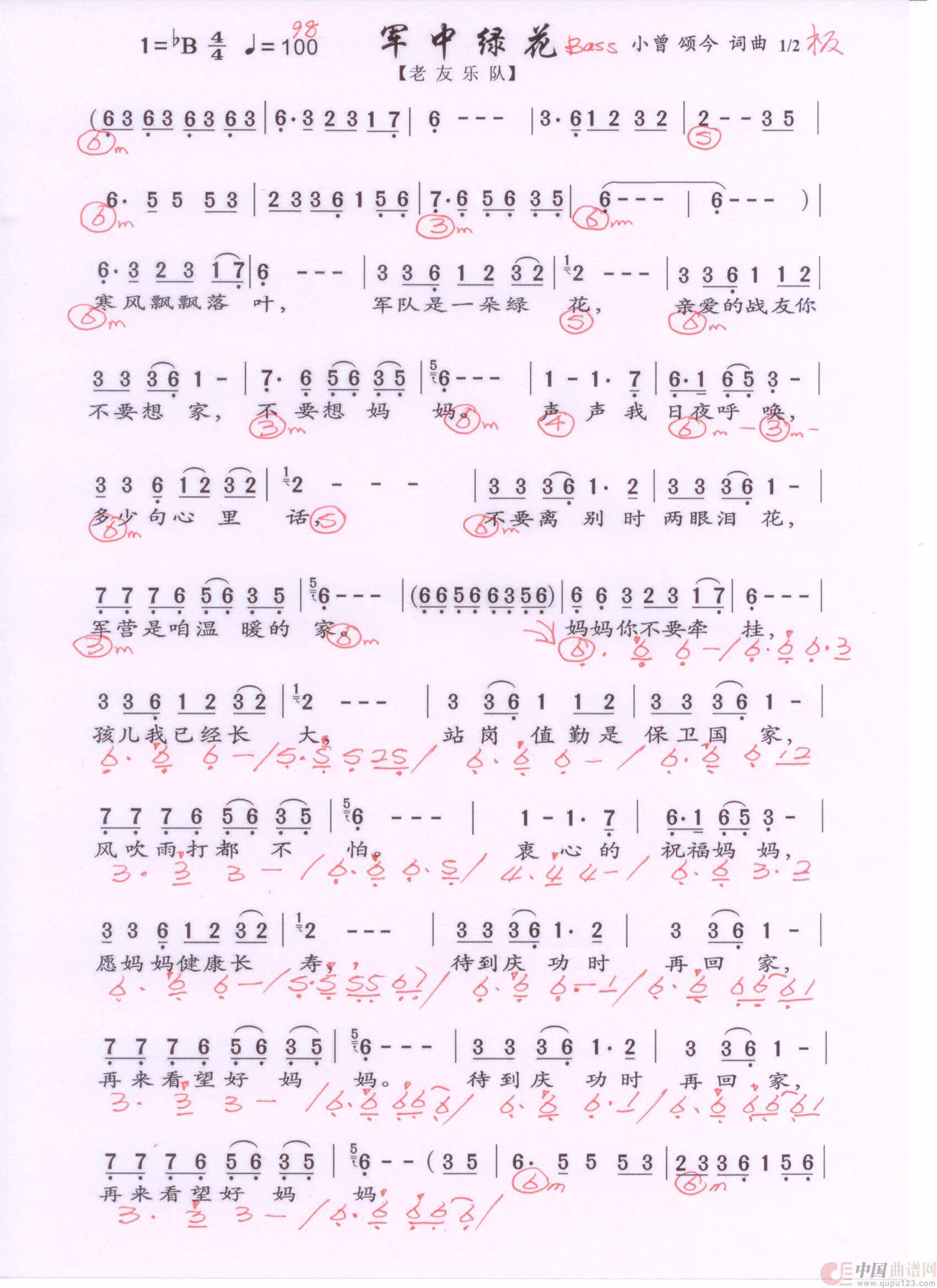 贝斯谱J(1)_原文件名:军中绿花1 001.jpg