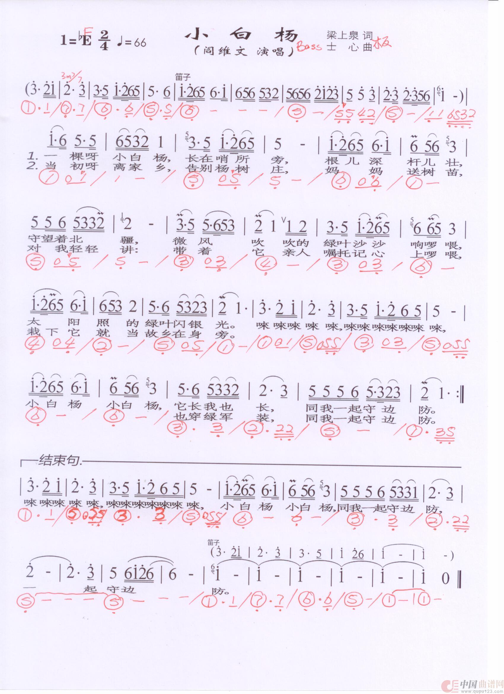 贝斯谱X(1)_原文件名:小白杨 板凳 001.jpg