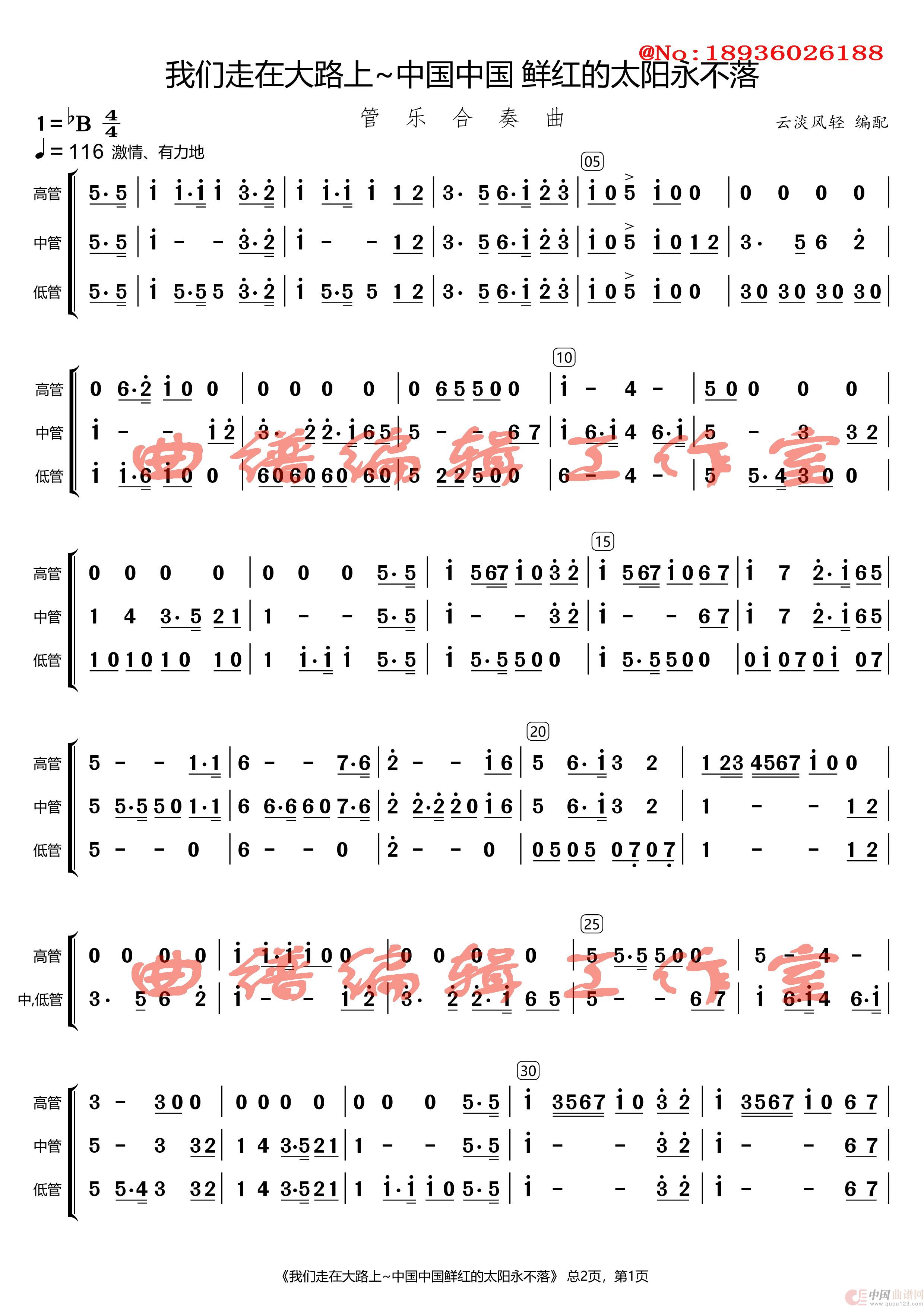 经典歌曲联奏(管乐合奏曲)(1)_原文件名:鲜红太阳永不落_Page01.jpg